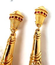 Load image into Gallery viewer, SPECTACULAR FRENCH SHOULDER DUSTER TASSEL EARRINGS WITH RED GLASS DETAILS