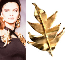 Load image into Gallery viewer, CHANEL 1990 AUTUMN MASSIVE GILT LEAF BROOCH RARE 18.5 cm