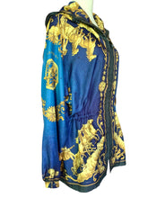 Load image into Gallery viewer, HERMÈS 1991 COSMOS SILK TWILL RUNWAY VINTAGE SCARF BOMBER PARKA HOODED JACKET