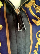 Load image into Gallery viewer, HERMÈS 1991 COSMOS SILK TWILL RUNWAY VINTAGE SCARF BOMBER PARKA HOODED JACKET