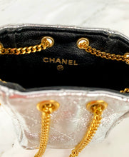 Load image into Gallery viewer, CHANEL MICRO MINI METALLIC SILVER LAMBSKIN VINTAGE BAG NEW WITH TAGS