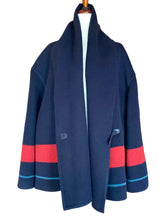 Load image into Gallery viewer, HERMÈS LUXURIOUS NEW NAVY RED BABY BLUE CASHMERE JACKET COAT $5900