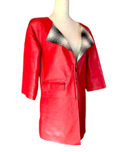 Load image into Gallery viewer, CHANEL FIRE ENGINE RED LAMBSKIN SILK LINED RUNWAY JACKET 2013 SPRING