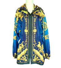 Load image into Gallery viewer, HERMÈS 1991 COSMOS SILK TWILL RUNWAY VINTAGE SCARF BOMBER PARKA HOODED JACKET