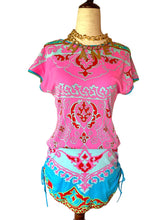 Load image into Gallery viewer, LEONARD PARIS NEON SEXY TOP RUCHED RIVIERA MINI DRESS TUNIC