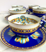 Load image into Gallery viewer, SET/6 HERMES COCARDE DE SOIE TEA COFFEE BREAKFAST CUP SAUCER SET 80s LIMOGES NEW
