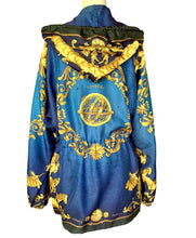 Load image into Gallery viewer, HERMÈS 1991 COSMOS SILK TWILL RUNWAY VINTAGE SCARF BOMBER PARKA HOODED JACKET