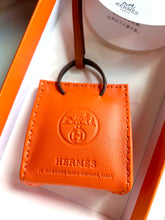 Load image into Gallery viewer, HERMÈS ORANGE MILO LEATHER SHOPPING BAG CHARM