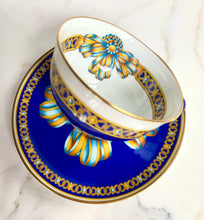 Load image into Gallery viewer, SET/6 HERMES COCARDE DE SOIE TEA COFFEE BREAKFAST CUP SAUCER SET 80s LIMOGES NEW
