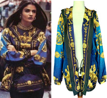 Load image into Gallery viewer, HERMÈS 1991 COSMOS SILK TWILL RUNWAY VINTAGE SCARF BOMBER PARKA HOODED JACKET