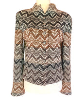 Load image into Gallery viewer, CHANEL RUNWAY CHEVRON TWEED JACKET SKIRT 2 PIECE SET 2005 AUTUMN