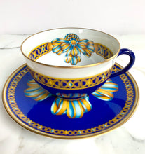 Load image into Gallery viewer, SET/6 HERMES COCARDE DE SOIE TEA COFFEE BREAKFAST CUP SAUCER SET 80s LIMOGES NEW