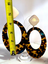 Load image into Gallery viewer, FRANCINE BRAMLI TORTOISE LUCITE RESIN 5.7 inch CLIP EARRINGS
