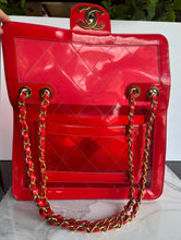 Load image into Gallery viewer, CHANEL 1995 RED PATENT PVC RUNWAY MAXI JUMBO VINTAGE BAG
