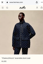 Load image into Gallery viewer, HERMES NAVY BLUE CHAÎNE D’ANCRE REVERSIBLE PARKA JACKET QUILTED COAT
