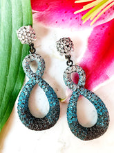 Load image into Gallery viewer, FRENCH DISCO MASSIVE OMBRÉ BLUE GLITTER DANGLE EARRINGS
