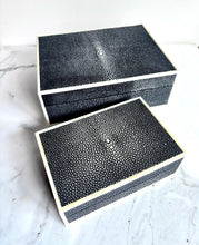 Load image into Gallery viewer, SHAGREEN GALUCHAT STINGRAY SET OF 2 VINTAGE BOXES ART DECO STYLE

