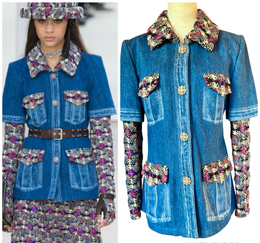 CHANEL 2016 AUTUMN DENIM JEAN TWEED JACKET RUNWAY