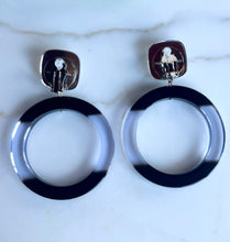 Load image into Gallery viewer, FRANCINE BRAMLI PARIS RESIN LUCITE MIRROR OMBRÉ HOOP CLIP ON EARRINGS
