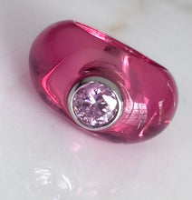 Load image into Gallery viewer, BON BON RING PINK RESIN WITH PINK CZ
