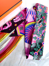 Load image into Gallery viewer, HERMES RARE PINK FRINGED SILK TWILLY LA SOURCE DE PEGASE
