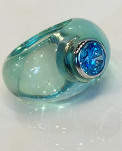 Load image into Gallery viewer, BON BON RING BABY BLUE RESIN WITH BLUE CZ
