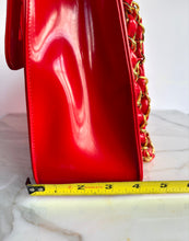 Load image into Gallery viewer, CHANEL 1995 RED PATENT PVC RUNWAY MAXI JUMBO VINTAGE BAG
