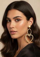 Load image into Gallery viewer, FRENCH DESIGNER VINTAGE
GOLDTONE HEART DANGLE EARRINGS
