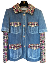 Load image into Gallery viewer, CHANEL 2016 AUTUMN DENIM JEAN TWEED JACKET RUNWAY

