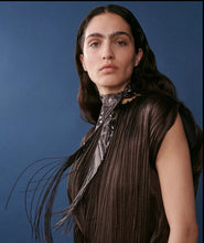 Load image into Gallery viewer, HERMES FRINGED BEADED TWILLY SILK LEATHER FRINGE LES GUEPARDS
