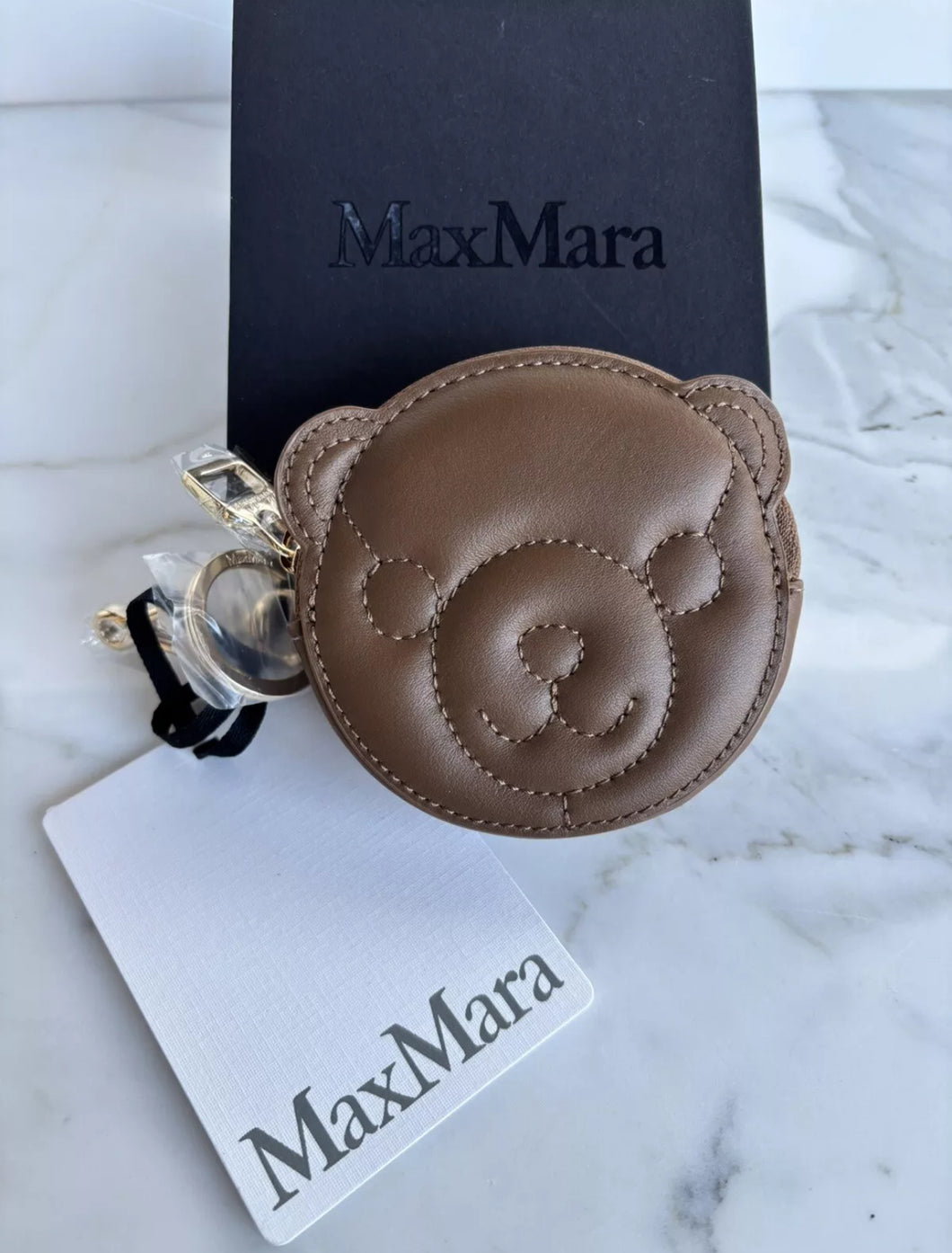 MAX MARA LEATHER TEDDY BAG CHARM WALLET COIN PURSE KEY FOB