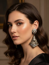 Load image into Gallery viewer, KALINGER VINTAGE 1980s IRIDESCENT CRYSTAL EMBELLISHED EARRINGS
