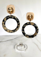 Load image into Gallery viewer, FRANCINE BRAMLI PARIS LEOPARD TORTOISE RESIN CLIP ON HOOPS
