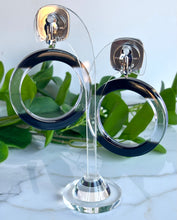 Load image into Gallery viewer, FRANCINE BRAMLI PARIS RESIN LUCITE MIRROR OMBRÉ HOOP CLIP ON EARRINGS

