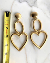 Load image into Gallery viewer, FRENCH DESIGNER VINTAGE
GOLDTONE HEART DANGLE EARRINGS
