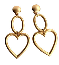 Load image into Gallery viewer, FRENCH DESIGNER VINTAGE
GOLDTONE HEART DANGLE EARRINGS

