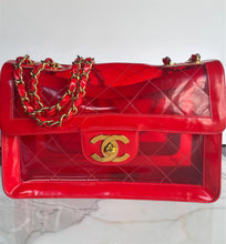 Load image into Gallery viewer, CHANEL 1995 RED PATENT PVC RUNWAY MAXI JUMBO VINTAGE BAG
