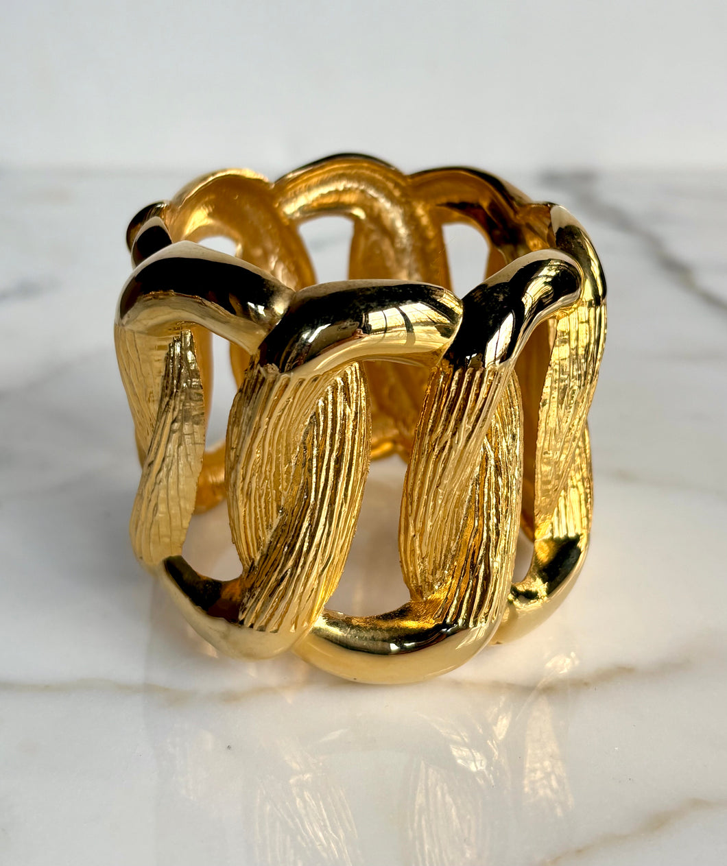 FRENCH 80s DESIGNER MASSIVE GOLD TONE CUFF