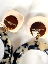 Load image into Gallery viewer, FRANCINE BRAMLI PARIS LEOPARD TORTOISE RESIN CLIP ON HOOPS
