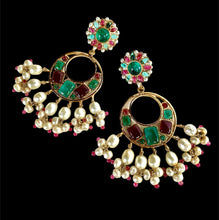 Load image into Gallery viewer, CHANEL RARE GRIPOIX MASSIVE 1994 MUGHAL &quot;DANCING&quot; DANGLE HOOP EARRINGS
