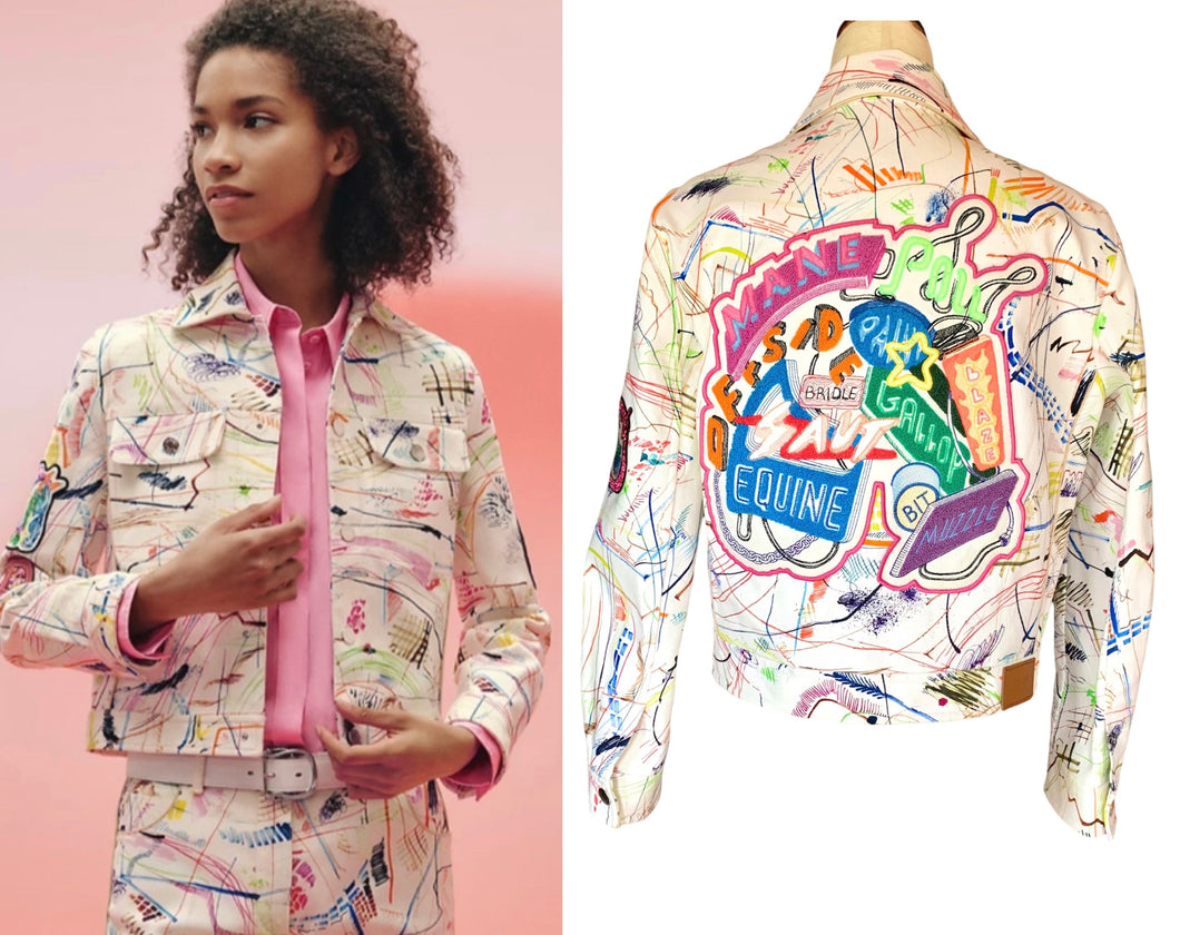HERMÈS EMBROIDERED CHEVALOSCOPE DENIM JACKET 2023 NEW WITH TAGS $5,500