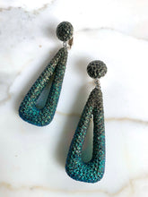 Load image into Gallery viewer, FRENCH DISCO MASSIVE OMBRÉ GREEN GLITTER DANGLE EARRINGS
