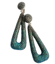 Load image into Gallery viewer, FRENCH DISCO MASSIVE OMBRÉ GREEN GLITTER DANGLE EARRINGS
