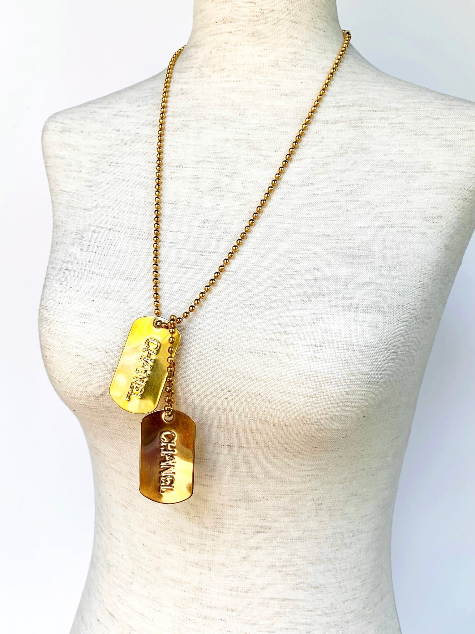 Gold Metal Dog Tag Necklace, 1993, Handbags & Accessories, The Chanel  Collection, 2022