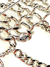 Load image into Gallery viewer, CHANEL MASSIVE SIGNATURE SCRIPT CHAIN RUNWAY SILVER BROOCH 2006 Spring
