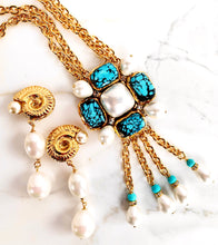Load image into Gallery viewer, CHANEL RARE GOOSSENS MASSIVE TURQUOISE GRIPOIX GLASS PEARLS TASSEL NECKLACE
