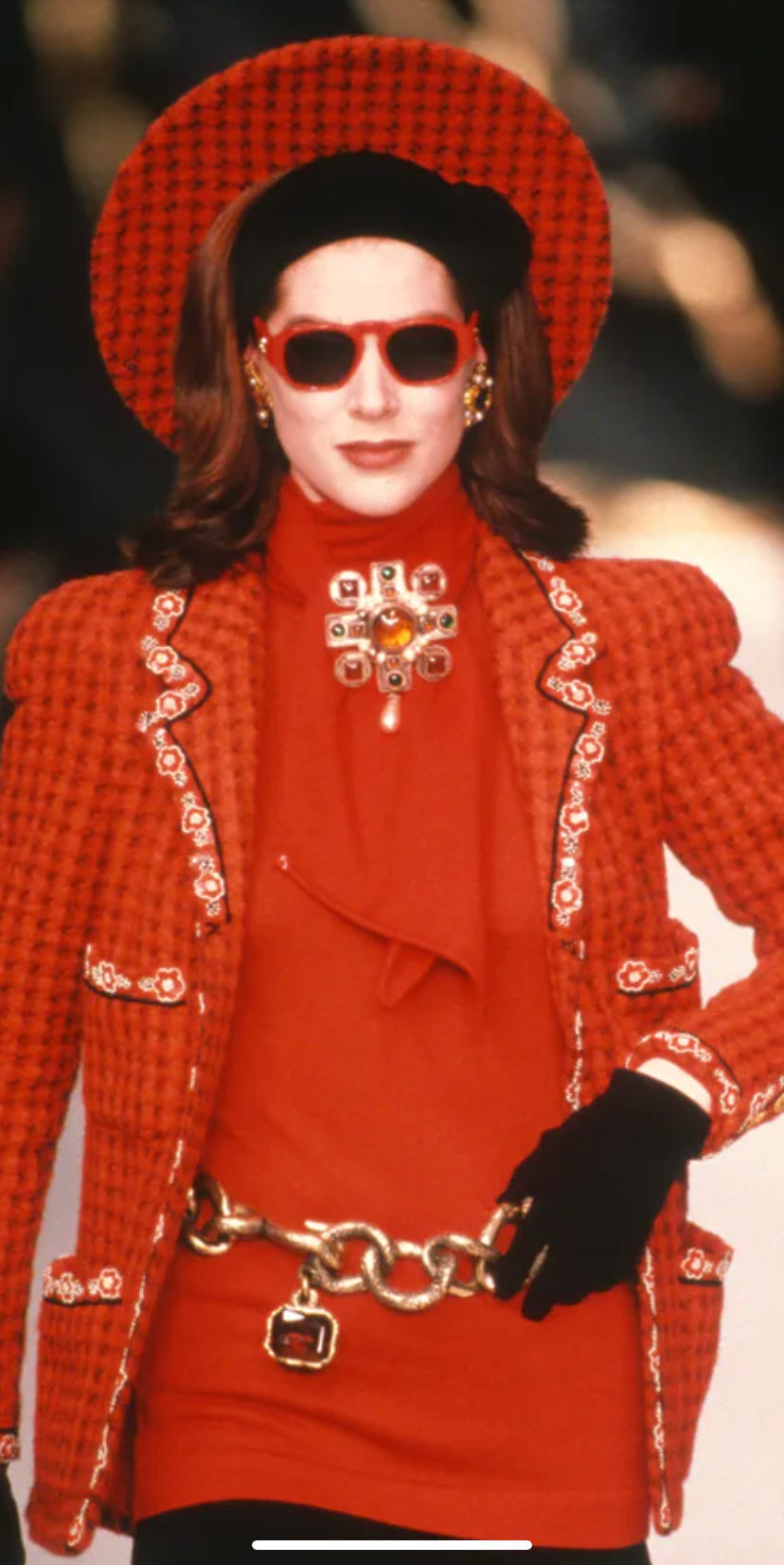 CHANEL RARE ICONIC 1990 RUNWAY BYZANTINE GRIPOIX BROOCH NECKLACE
