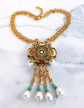 Load image into Gallery viewer, CHANEL RARE GOOSSENS MASSIVE TURQUOISE GRIPOIX GLASS PEARLS TASSEL NECKLACE
