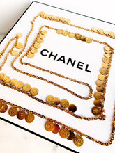 Load image into Gallery viewer, CHANEL PAILLETTES LETTERS LOGO COIN MEDALLION NECKLACE 1993
