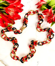 Load image into Gallery viewer, ARCHIMEDE SEGUSO FOR CHANEL COUTURE RED AND BLACK GLASS CLUSTER LINK NECKLACE 1960s
